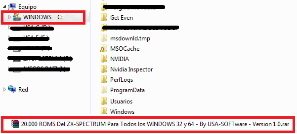 Opcion Extraer Aquí del WINRAR Configuracion 2