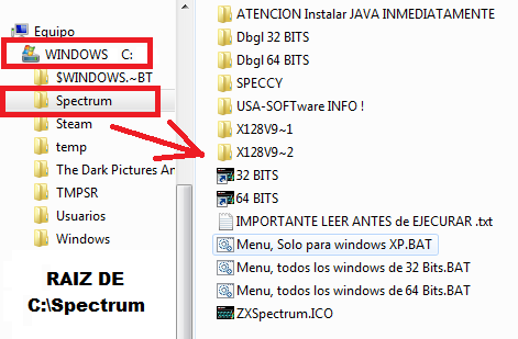 Carpeta C:\Spectrum ( Movida o Copiada ) a la raíz de C:\ Configuracion 4
